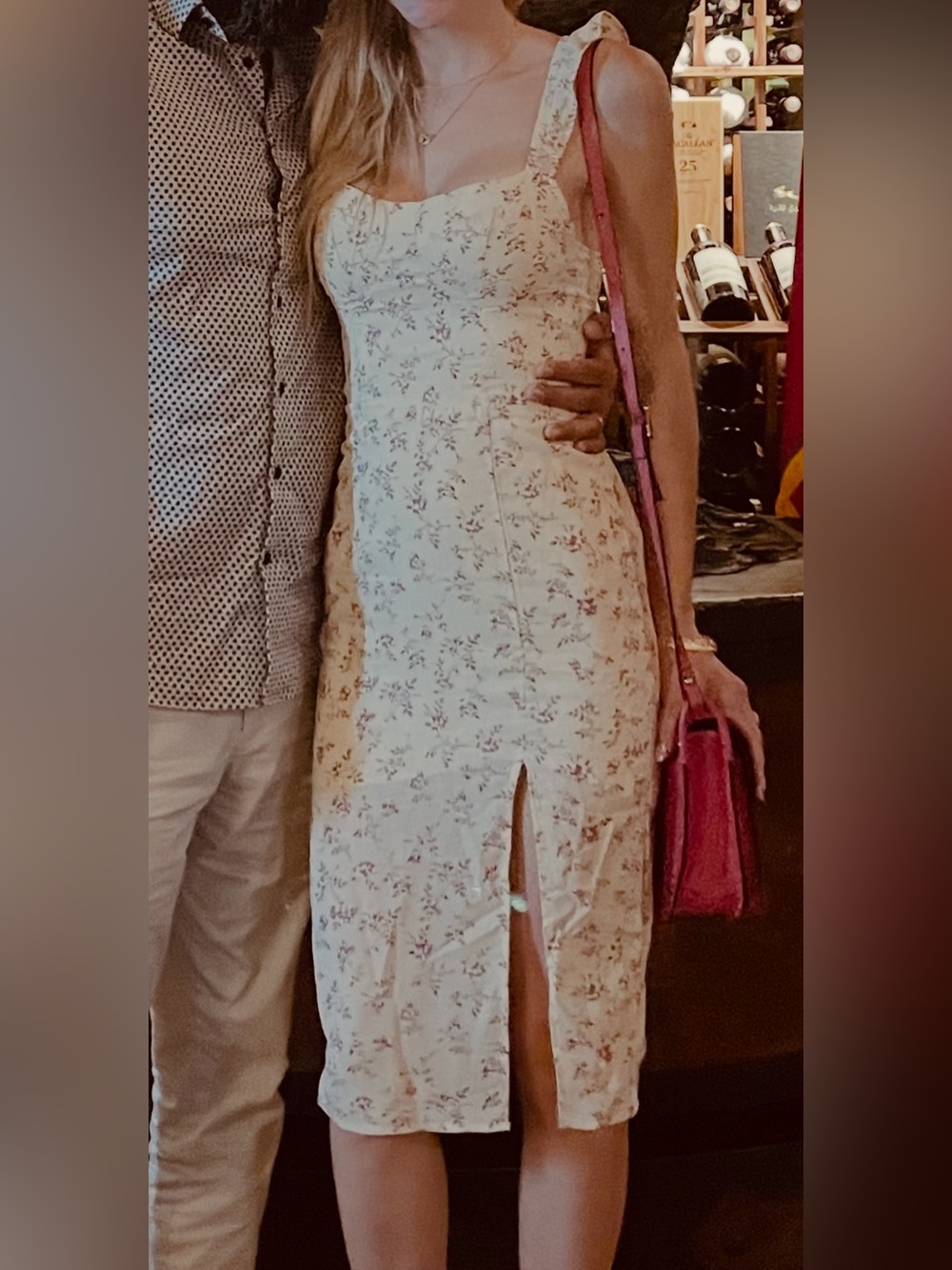 Cream Floral Midi Dress